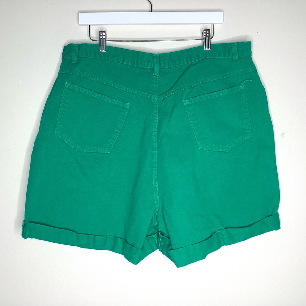 < Vintage Venezia Green Denim High Waisted Plus Size Shorts > - Picture 2 of 4